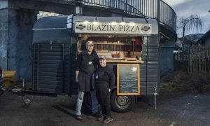 Alistair and Julie Adams who run food truck Blazin Pizza  together. Image: Jason Hedges/DC Thomson.