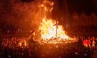 the longship on fire at Up Helly Aa on Shetland