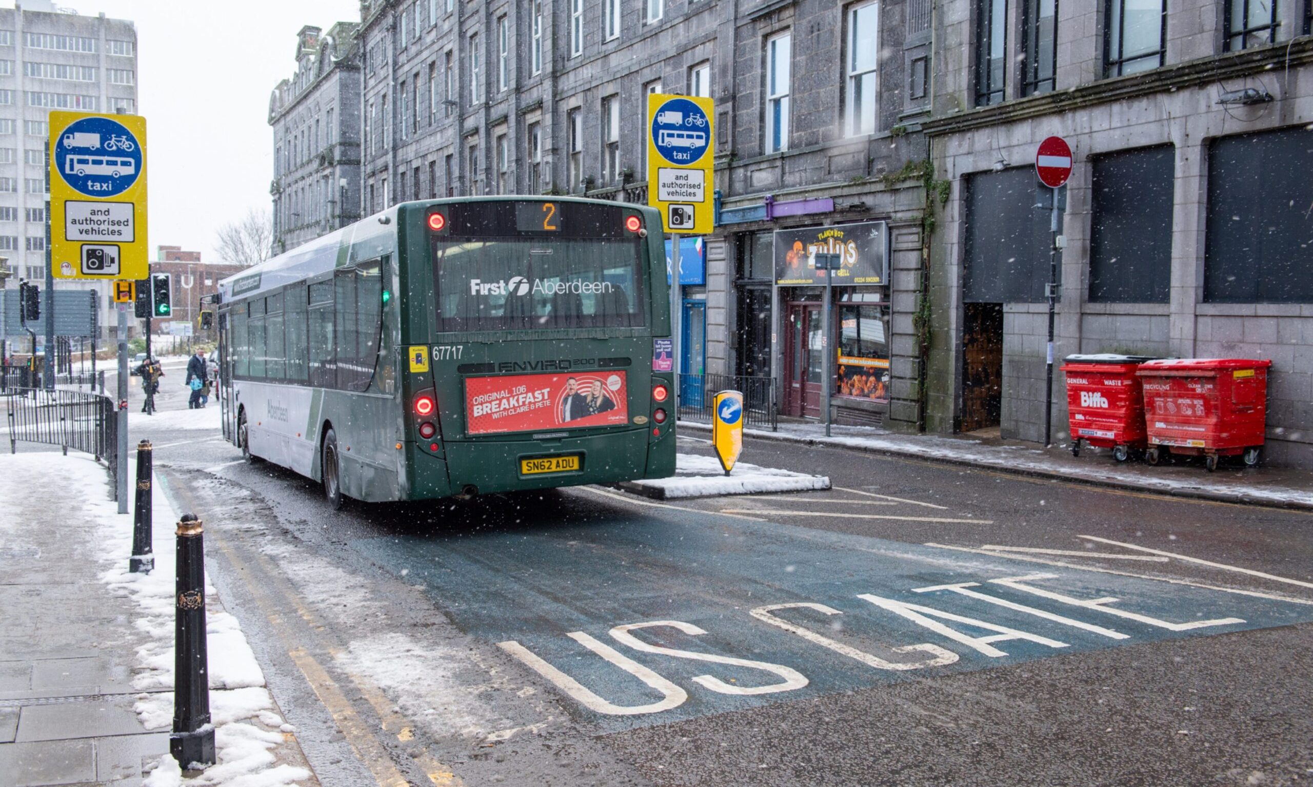 Aberdeen bus gate on Market Street, to illustrate a piece on the upcoming court case over the city centre traffic system.