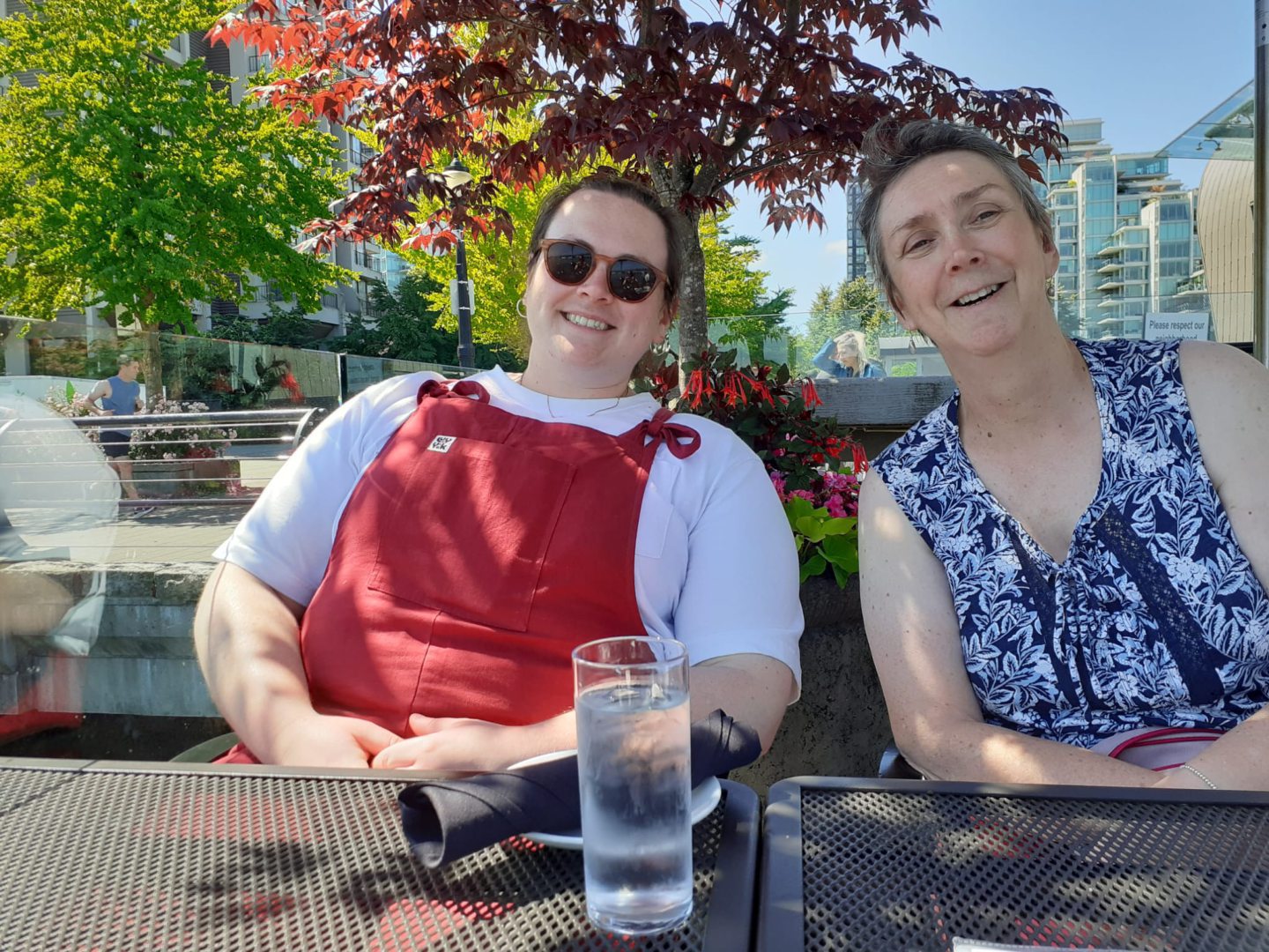 Karen McKain of Alford with her daughter, both smiling in the sun.