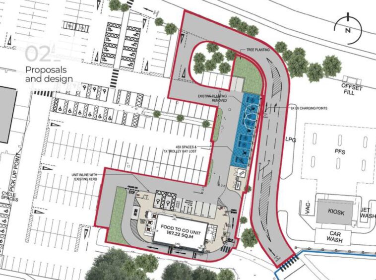 Plans for the proposed takeaway in Inverurie. Image: Motor Fuel Group Ltd