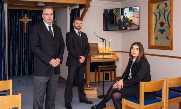 Funeral director Philip McLean, left, and Euan McLean and Jazmyn McLean. Image: Jason Hedges/DC Thomson.