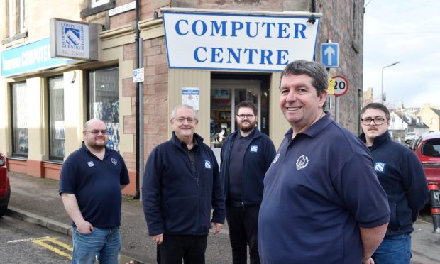 Owner Robert McKendrick (front) with other members of his staff (L-R) Chris McHale, Garry Urquhart, Nathan Lyall and John Marshall. Image
Sandy McCook/DC Thomson