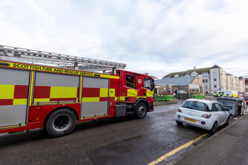 Fire appliance on Merkland Road East