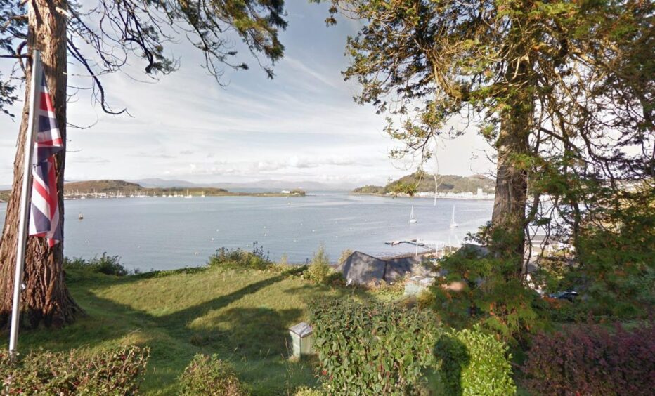 View overlooking Oban harbour from the hill above the town centre.