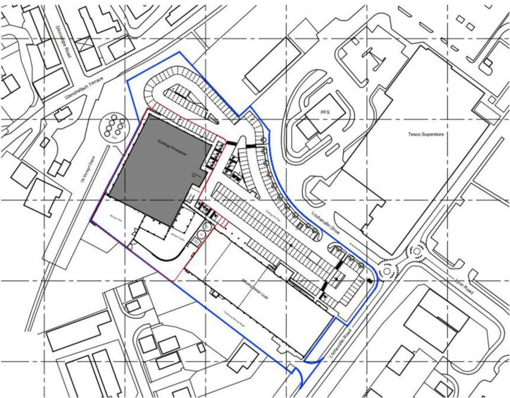 Site plan of Oban Retail Park