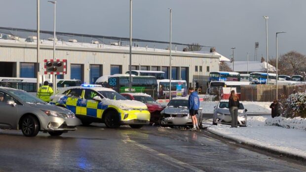 Crash on Mounthooly Way, Aberdeen. Image: DC Thomson.