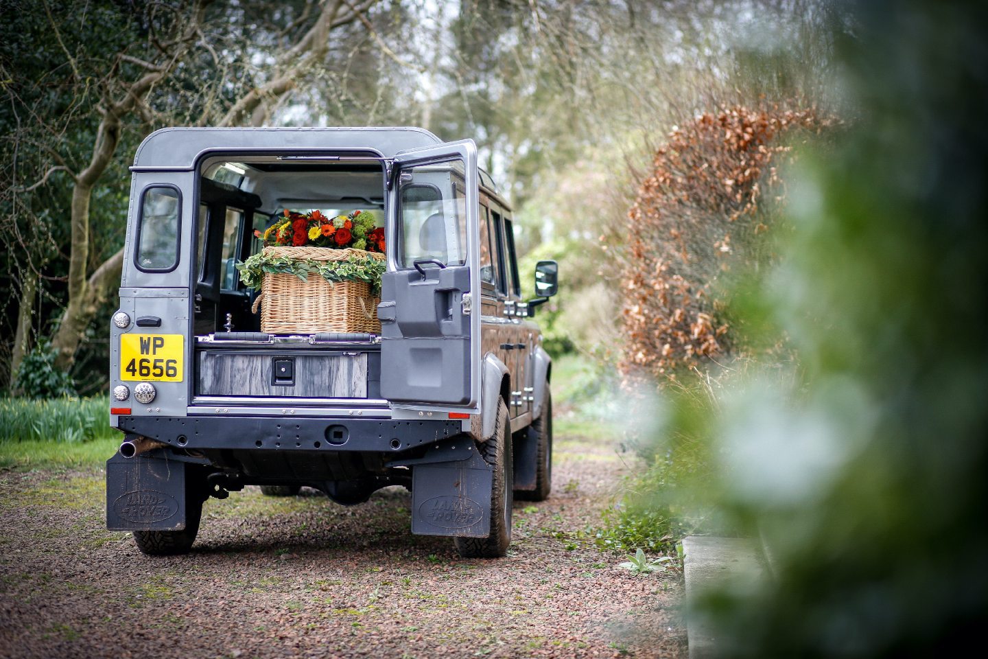 Mr Shorrocks coffin was transported by Land Rover during his funeral in Inverurie.