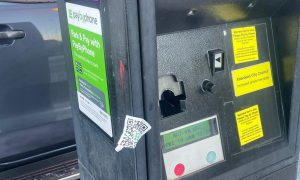 QR sticker pulled of parking meter at Gallowgate Car Park