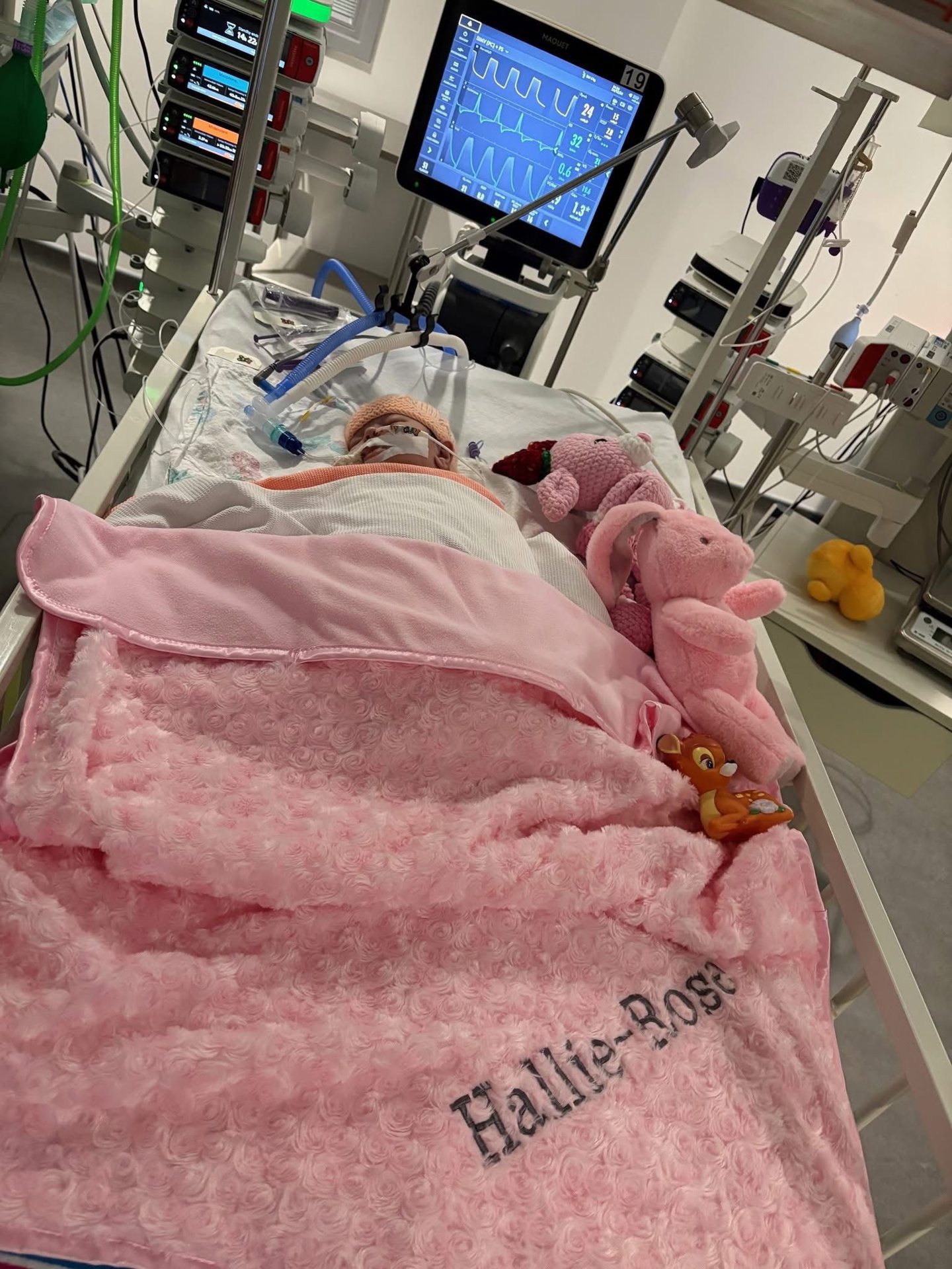 Hallie-Rose in hospital 