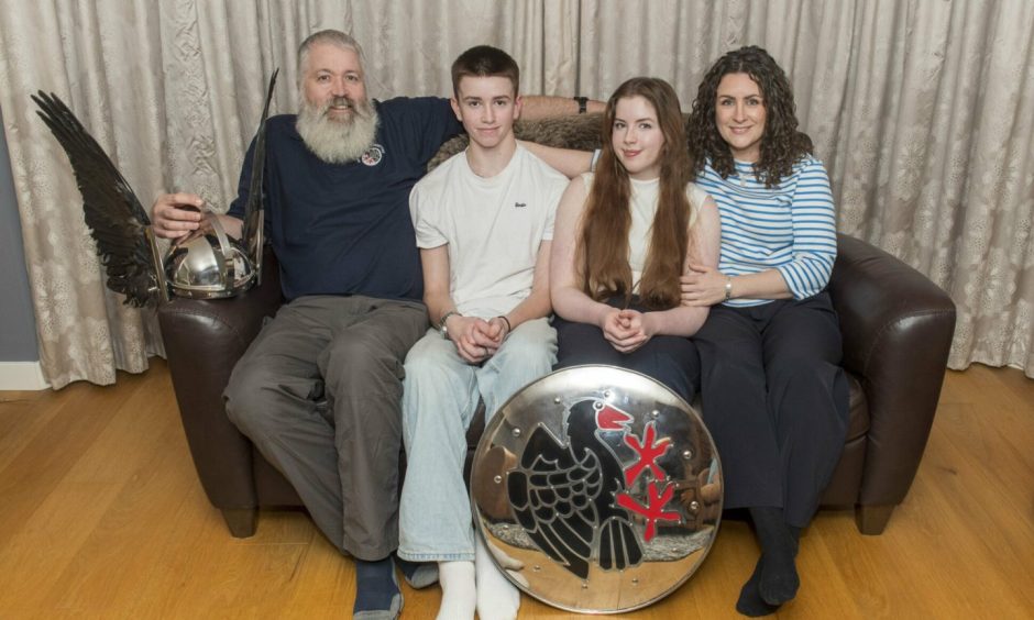 Guizer Jarl Calum Grains, Colleen, Ian and Melanie Henderson.