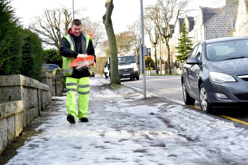 Council staff clearing the streets of Aberdeen during a cold spell in 2017. Image: Colin Rennie/DC Thomson