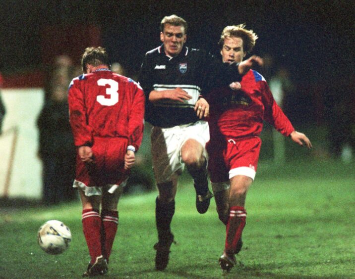 Billy Ferries in action for Ross County against Brechin City. 