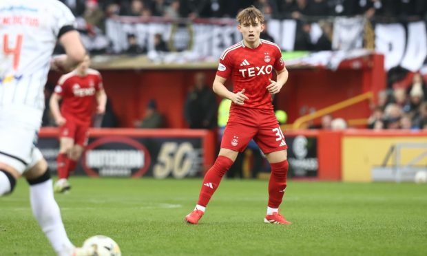 Fletcher Boyd (30) of Aberdeen during the Scottish Cup win over Dunfermline Athletic at Pittodrie. Image: Shutterstock.