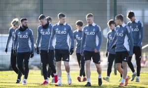 The Aberdeen team training at Cormack Park. Image: SNS.