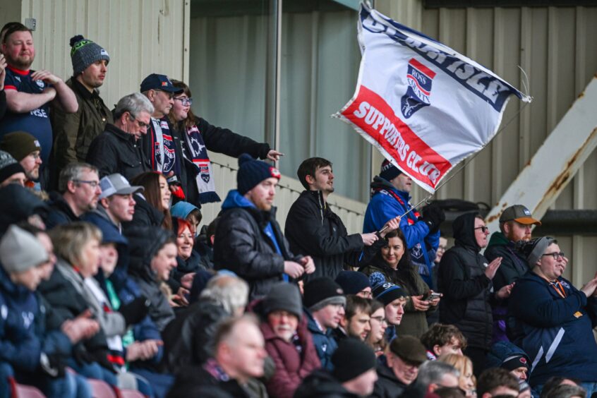 Ross County fans supporting their side against Motherwell at Fir Park Stadium, Mothewell, in the SPFL Premiership on February 15, 2025. 