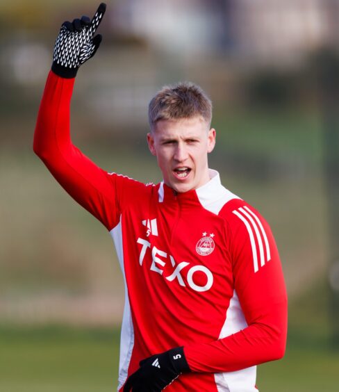 Mats Knoester during an Aberdeen training session at Cormack Park. Image: SNS