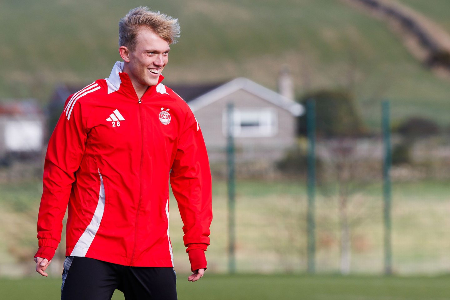 Alexander Jensen during an Aberdeen training session at Cormack Park. Image: SNS