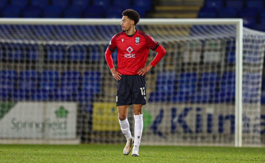 Jonathan Tomkinson with his hands on his hips following Ross County's defeat against St Johnstone.