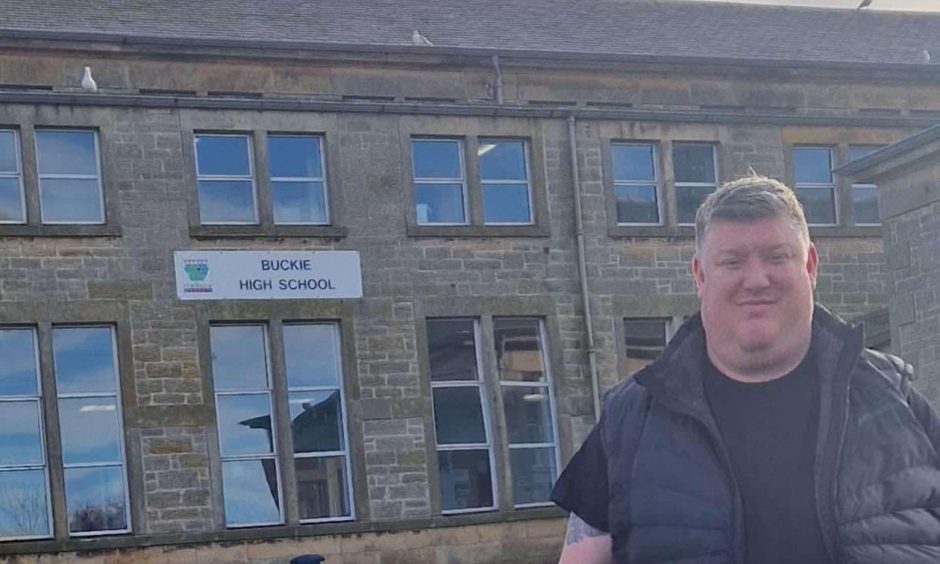 Stephen Birtwistle outside Buckie High School. 