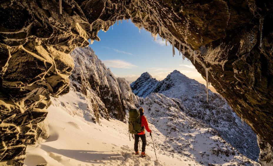 Climber Adrian Trendall in the Cullins on the isle of Skye.