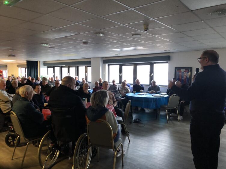 Football Memories Scotland's project director Richard McBrearty speaks to the audience at the most recent FM session at Caley Thistle