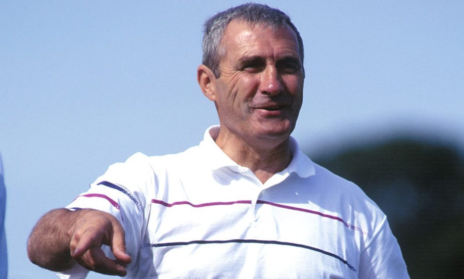 Bobby Wilson directs instructions during a Ross County training session.