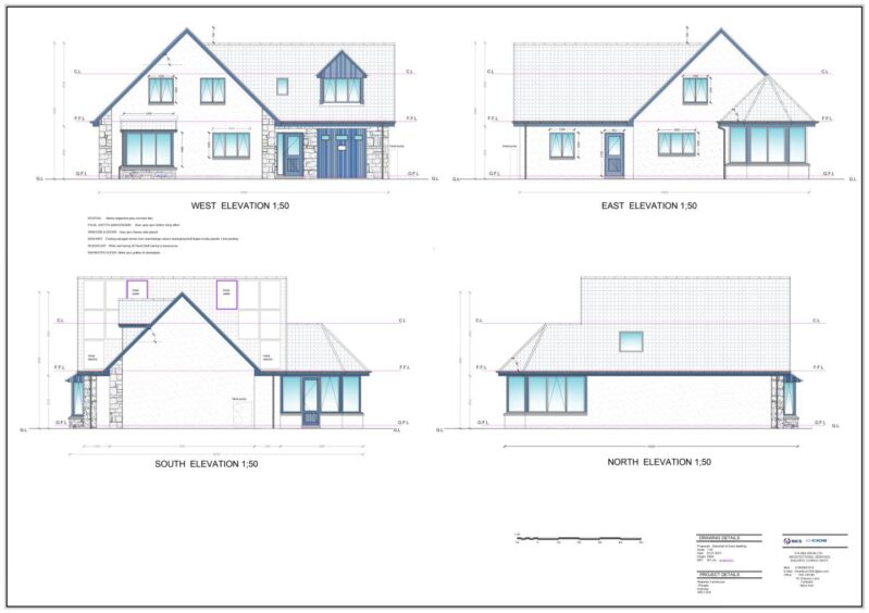 Plans for new home at Waterton Farm, Whiteford, Inverurie. 