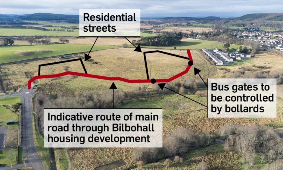 Bilbohall site with roads marked on. 