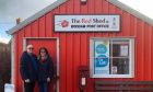 Rita and Stan Cordiner outside Boddam Post Office