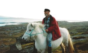 Eòghann Maclachlainn on his Eriskay pony