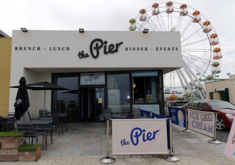 An outside view of Aberdeen beach restaurant The Pier, which serves pancakes.