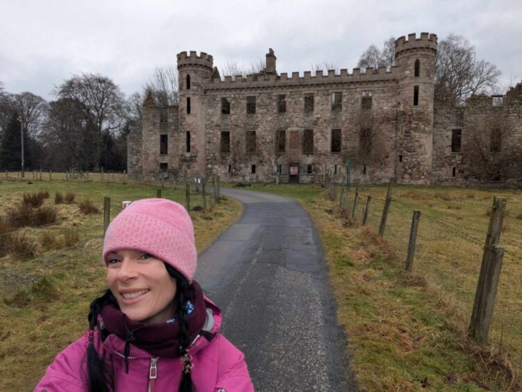 Gayle outside the Bishop's Palace on Fetternear Estate.