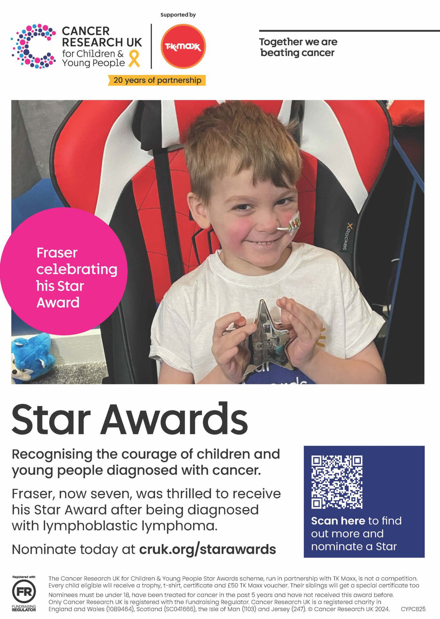 Fraser Wood featured on Star Awards poster for Cancer Research UK 