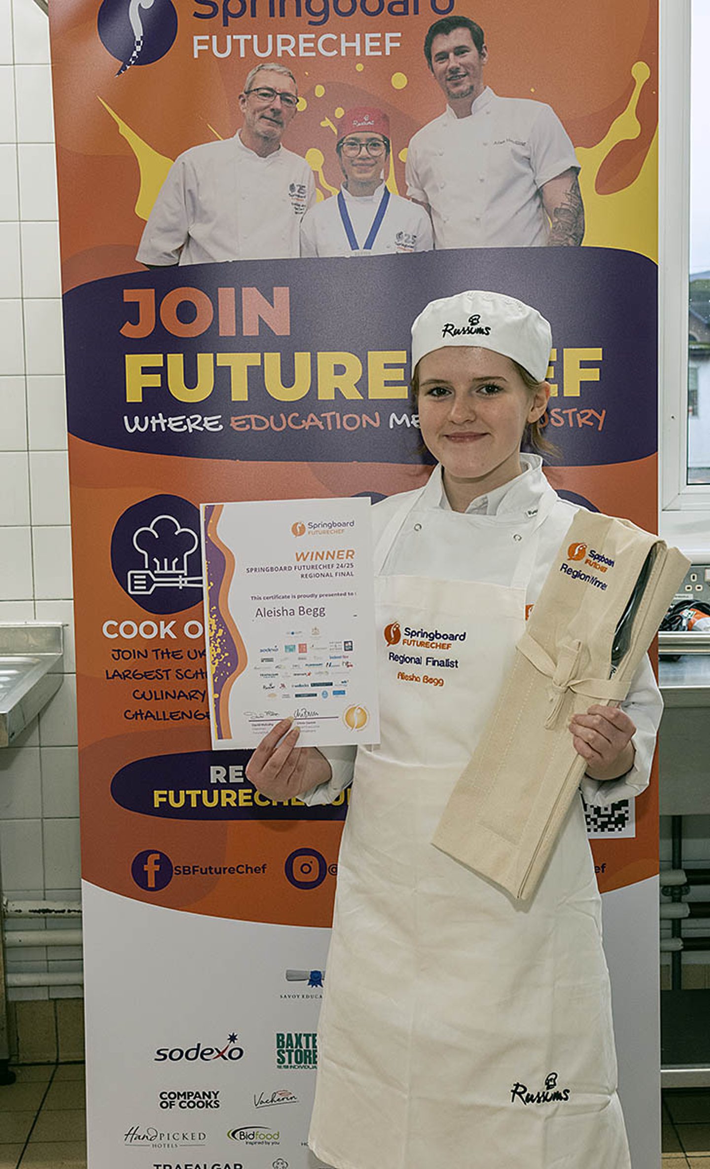 Aleisha Begg holding FutureChef certificate 