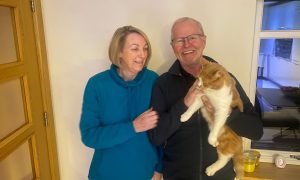 Ollie the cat is finally back in his Cruden Bay home. Image: Peter Campbell.