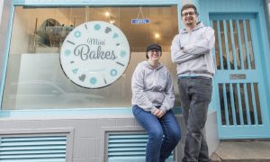 Ruby and Lewis Smart outside Mini Bakes.