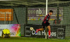 Milosz Ochmanski was on target for Inverurie Locos. Image: Kenny Elrick/DC Thomson.