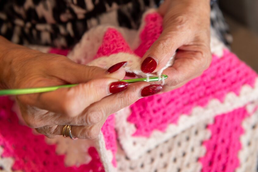 a close up of a crochet stitch