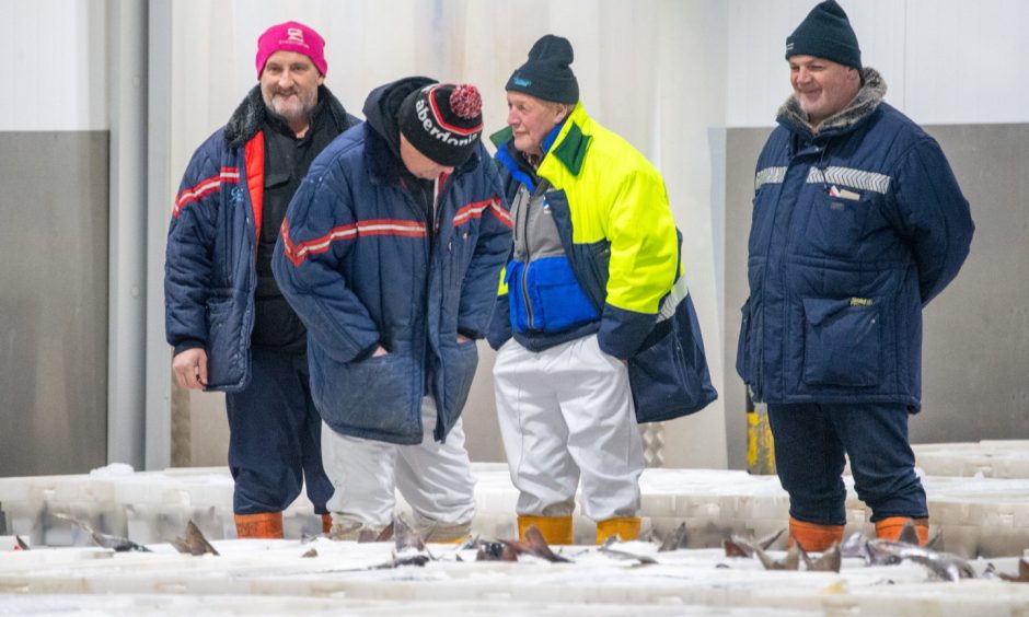 Andrew (far left) inspects his purchase. Image: Kami Thomson/DC Thomson