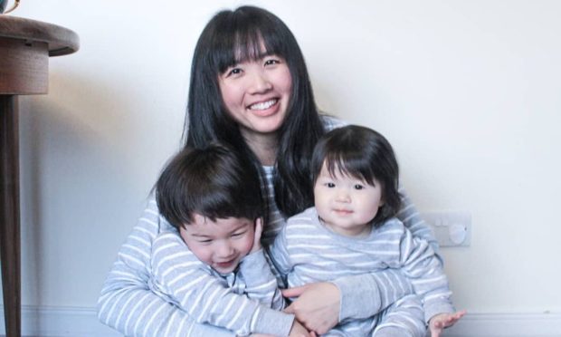 Nina Mackenzie, pictured with her two children Andy and Faye, documents her family life in the Highlands on Instagram.