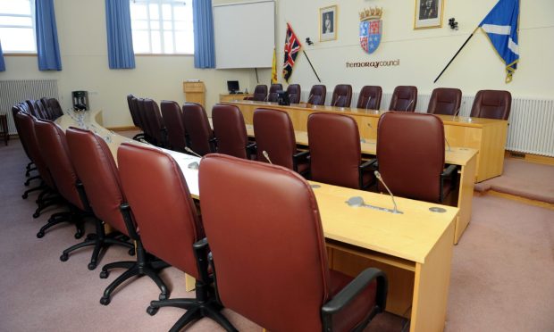 Empty Moray Council chamber.