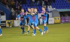 Full-time celebrations for the Inverness players. Image: Sandy McCook/DC Thomson