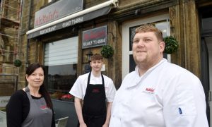 McBain's owners Paul and Corinna McBain with son and trainee chef David. Image 
Sandy McCook/DC Thomson