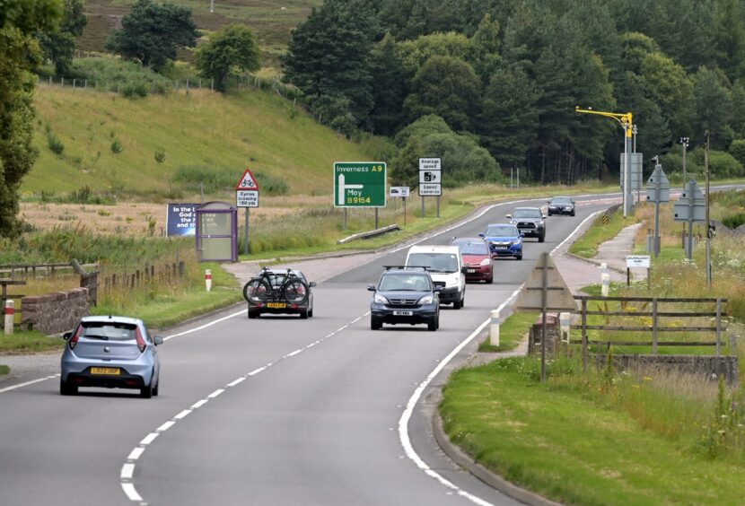 Traffic on the A9 near Moy.