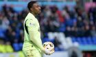 Inverness Caledonian Thistle goalkeeper Musa Dibaga with the ball in his hands during his team's SPFL League One match against Cove Rangers on December 28, 2024, at the Caledonian Stadium, Inverness.