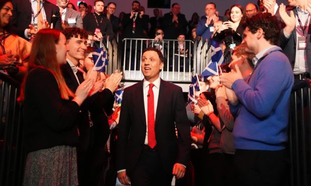 Labour leader Anas Sarwar arrives to give his speech in Glasgow. Image: Andrew Milligan/PA Wire