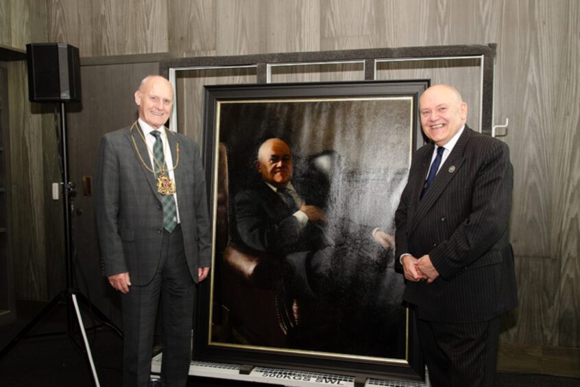 Lord Provost David Cameron at the unveiling of Barney Crockett's provostal portrait in October. Image: Aberdeen City Council