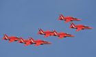 RAF Red Arrows pictured over RAF Lossiemouth