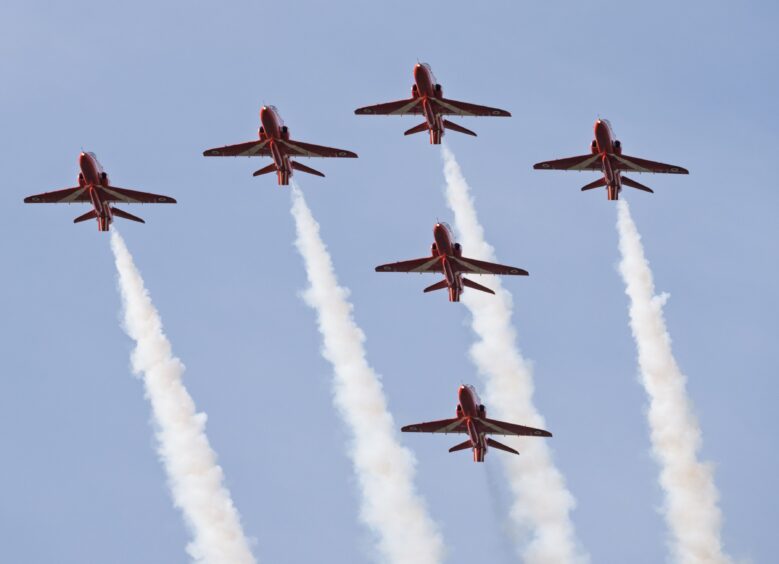 Red Arrows in formation.